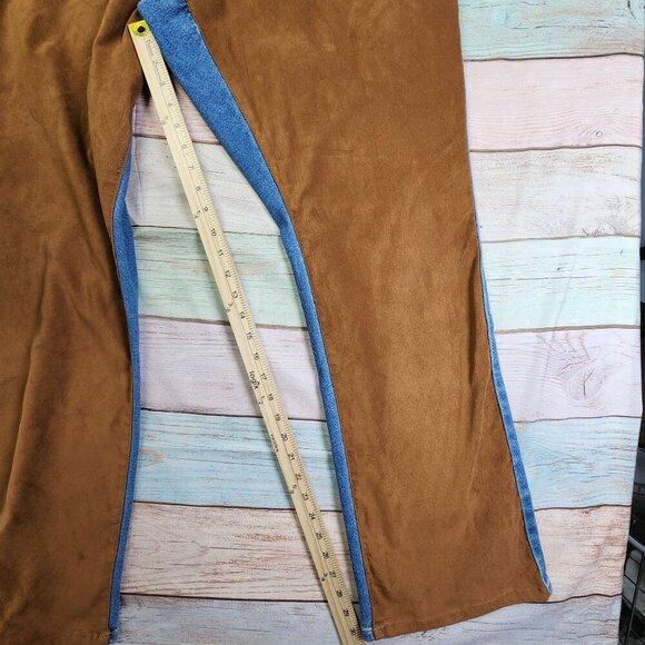 Good American Size 20 Two-Tone Denim & Brown Suede-Like Straight-Leg Jeans For W - Picture 8 of 8